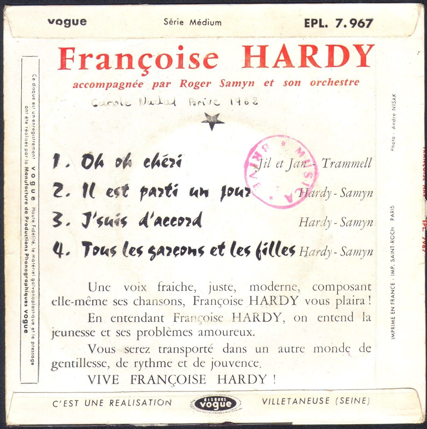 FRANÇOISE HARDY “Oh oh chéri” Histoires des chansons